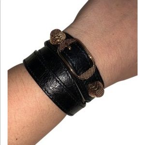 Balenciaga black & gold wrap bracelet